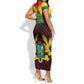 Personalised 1 July Ghana Republic Day Short Sleeve Bodycon Dress African Pattern Mix Flag Unique Style LT14
