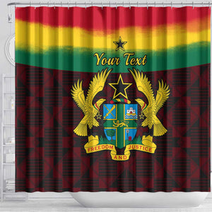 Personalised 1 July Ghana Republic Day Shower Curtain African Pattern Mix Flag Unique Style