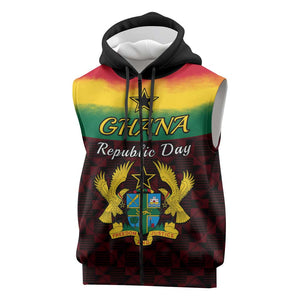 Personalised 1 July Ghana Republic Day Sleeveless Zip Hoodie African Pattern Mix Flag Unique Style - African Pride