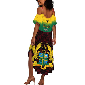 Personalised 1 July Ghana Republic Day Summer Maxi Dress African Pattern Mix Flag Unique Style