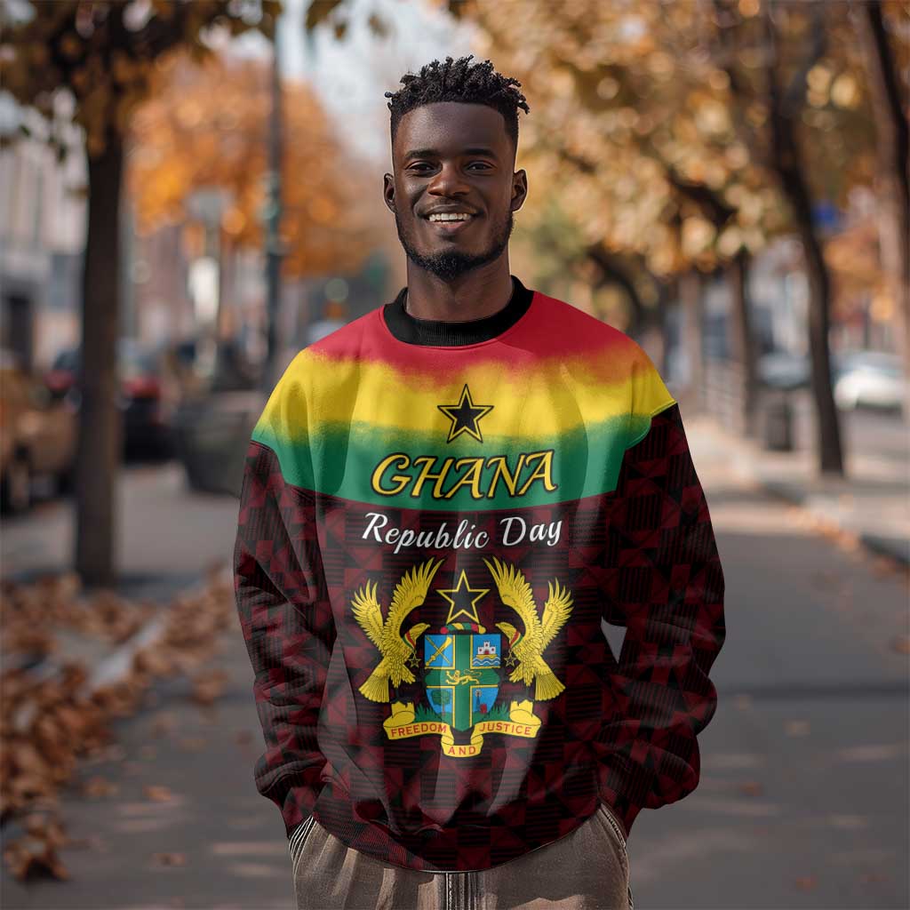 Personalised 1 July Ghana Republic Day Sweatshirt African Pattern Mix Flag Unique Style