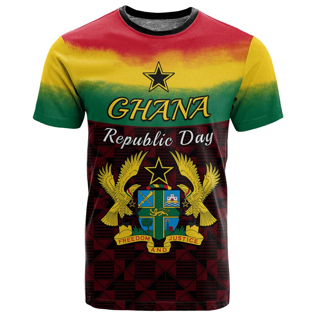 Personalised 1 July Ghana Republic Day T shirt African Pattern Mix Flag Unique Style