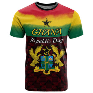 Personalised 1 July Ghana Republic Day T shirt African Pattern Mix Flag Unique Style