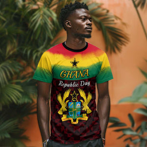 Personalised 1 July Ghana Republic Day T shirt African Pattern Mix Flag Unique Style