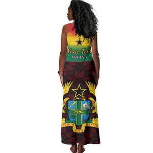 Personalised 1 July Ghana Republic Day Tank Maxi Dress African Pattern Mix Flag Unique Style