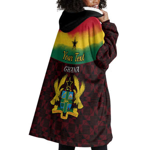 Personalised 1 July Ghana Republic Day Wearable Blanket Hoodie African Pattern Mix Flag Unique Style