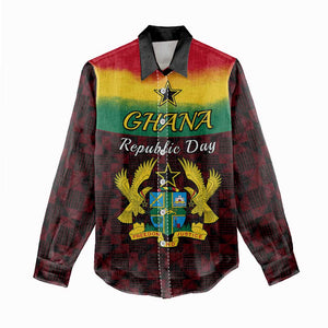 Personalised 1 July Ghana Republic Day Women Casual Shirt African Pattern Mix Flag Unique Style