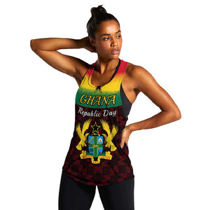 Personalised 1 July Ghana Republic Day Women Racerback Tank African Pattern Mix Flag Unique Style