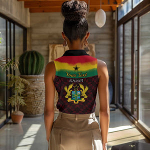 Personalised 1 July Ghana Republic Day Women Sleeveless Polo Shirt African Pattern Mix Flag Unique Style