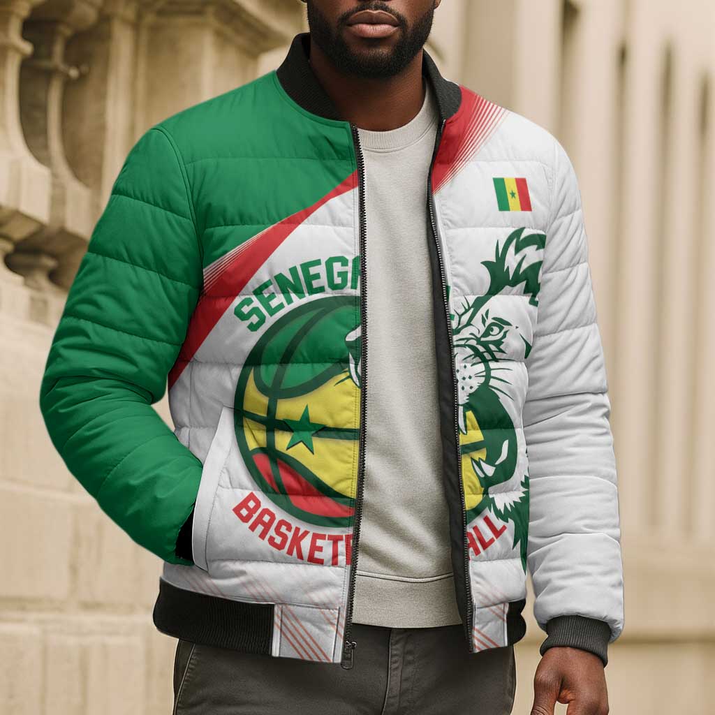 Senegal Basketball Custom Bomber Puffer Jacket Come On Lions