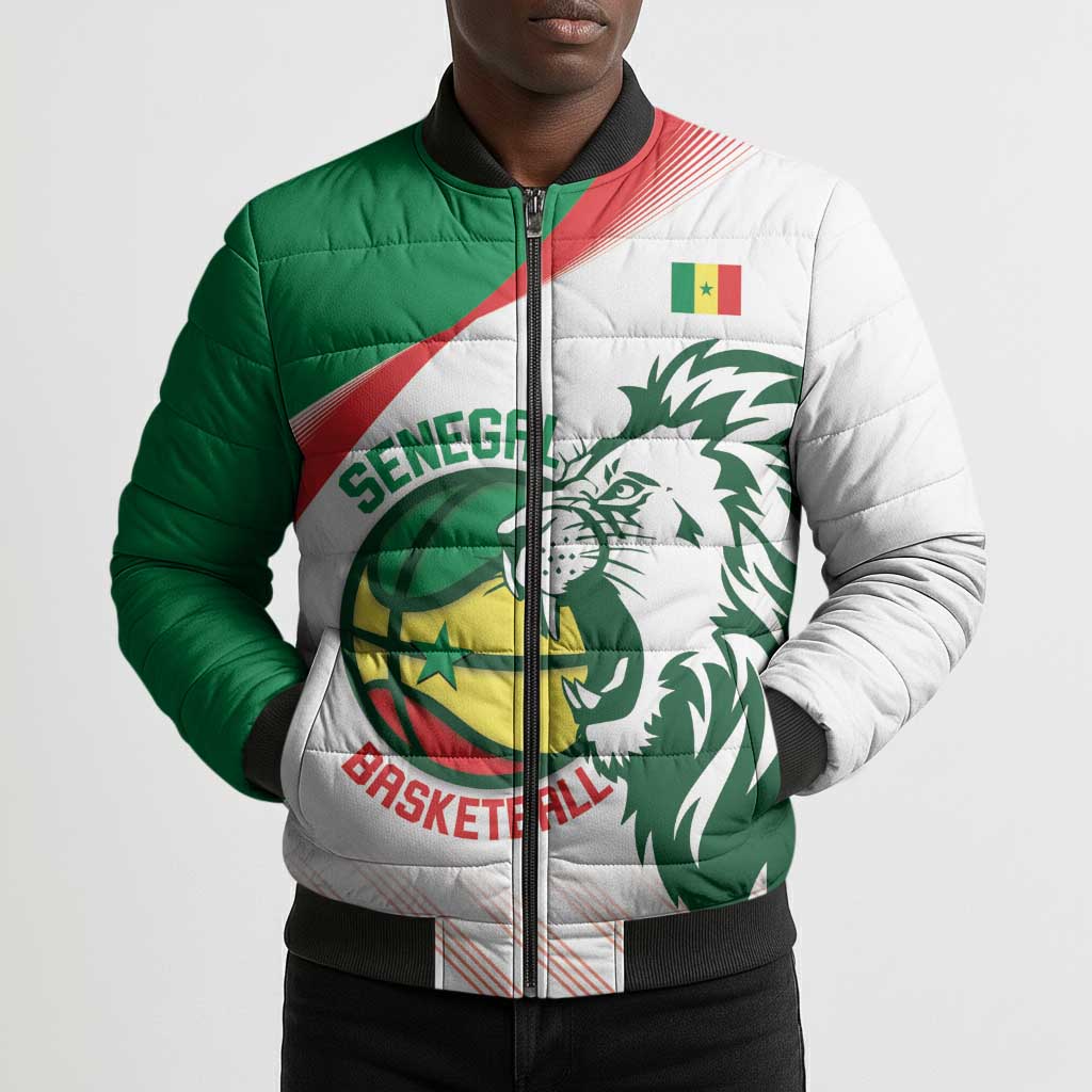 Senegal Basketball Custom Bomber Puffer Jacket Come On Lions