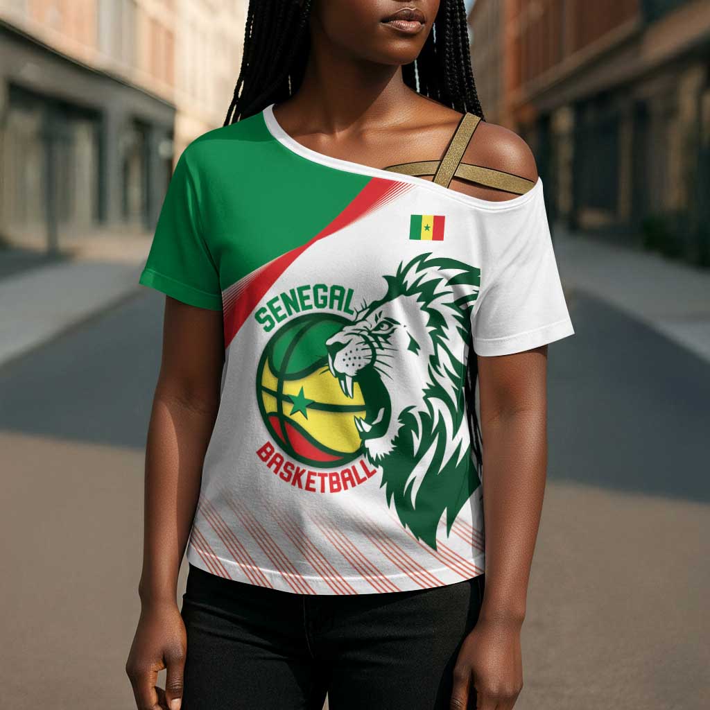 Senegal Basketball Custom Cross Shoulder Shirt Come On Lions
