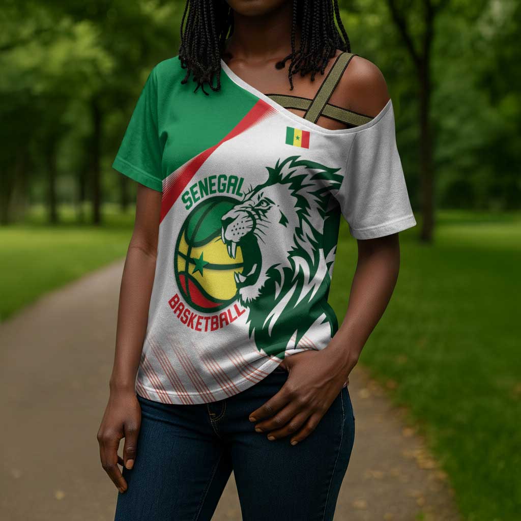Senegal Basketball Custom Cross Shoulder Shirt Come On Lions