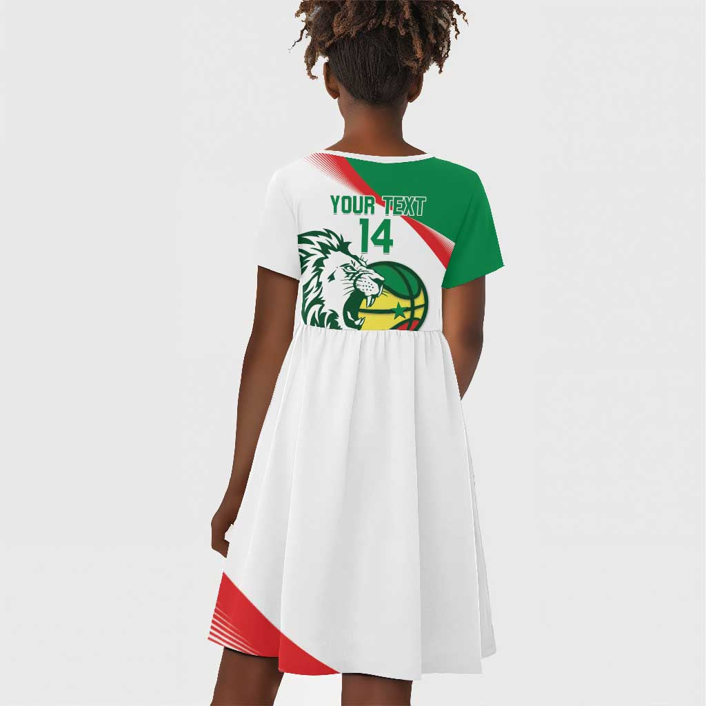 Afro Basketball Custom Senegal Kid Short Sleeve Dress Come On Lions - African Pride