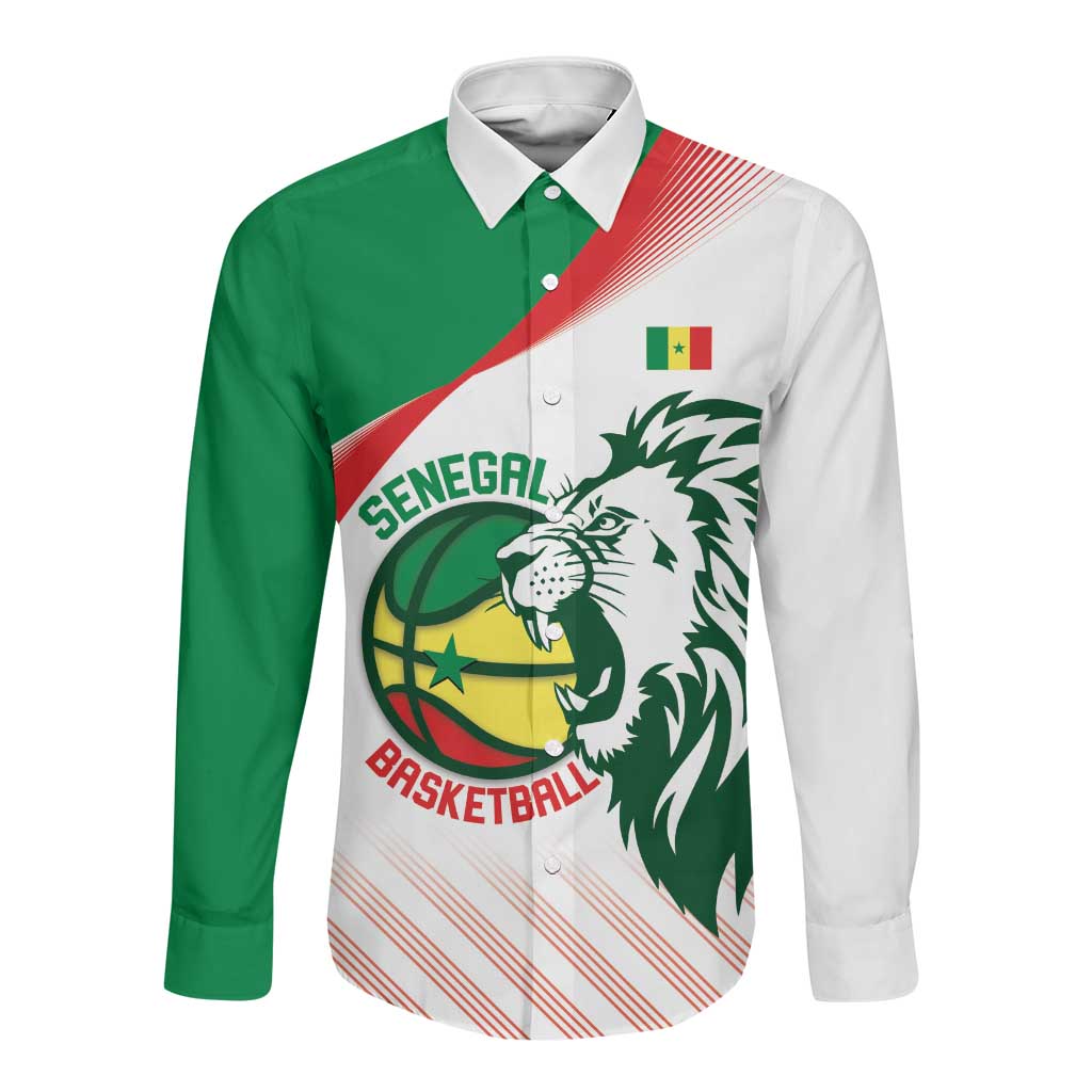 Afro Basketball Custom Senegal Long Sleeve Button Shirt Come On Lions - African Pride