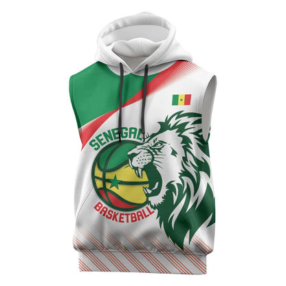 Afro Basketball Custom Senegal Sleeveless Hoodie Come On Lions - African Pride