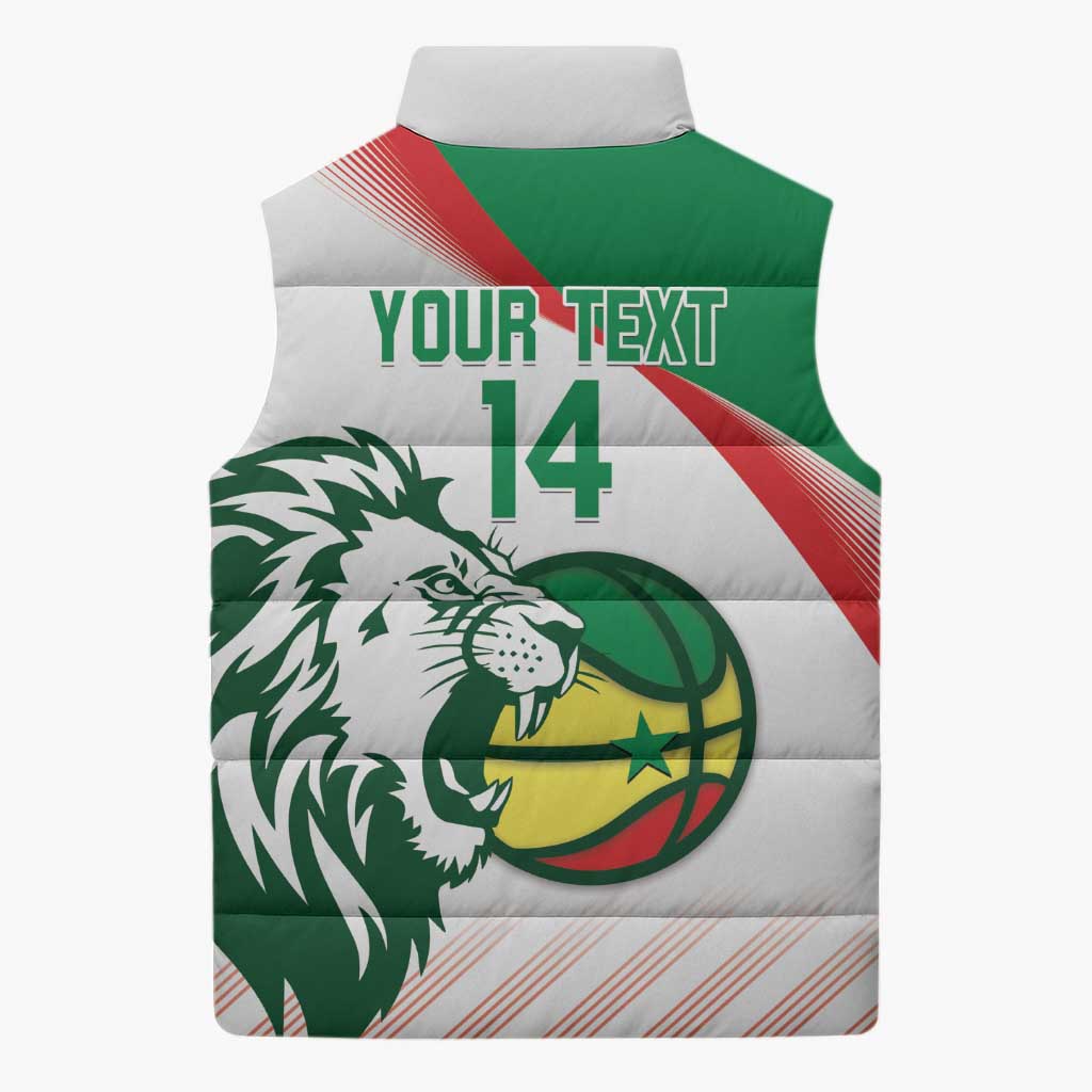 Senegal Basketball Custom Sleeveless Puffer Jacket Come On Lions