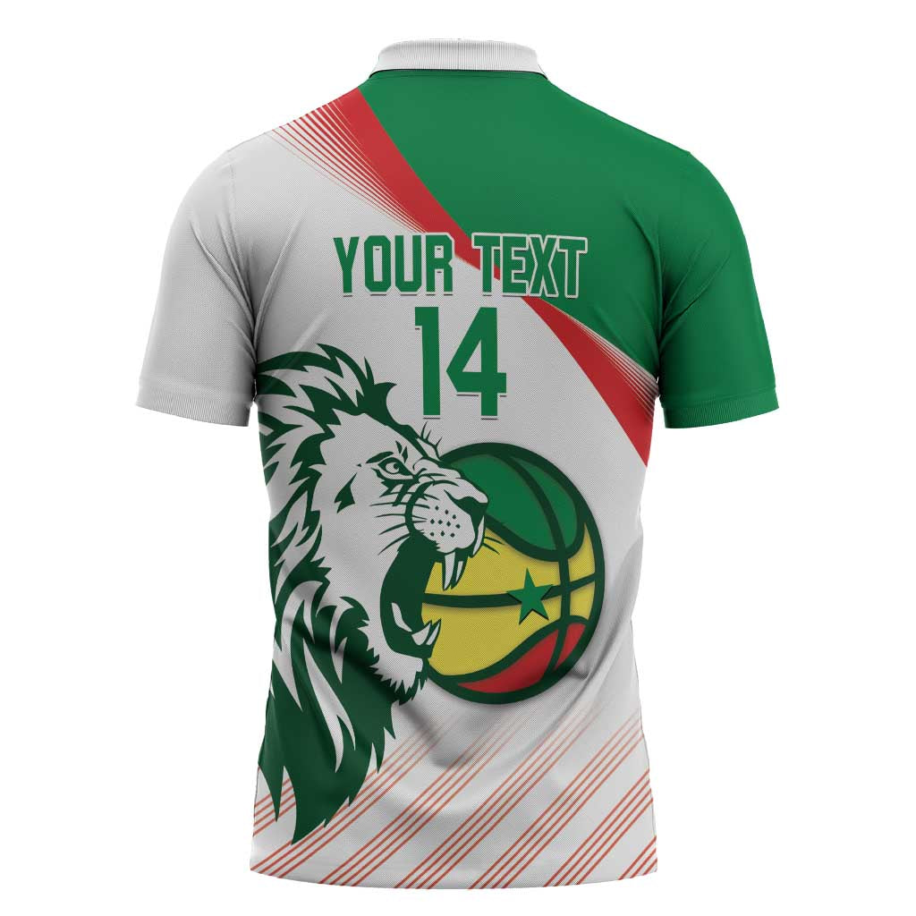 Senegal Basketball Custom Zipper Polo Shirt Come On Lions