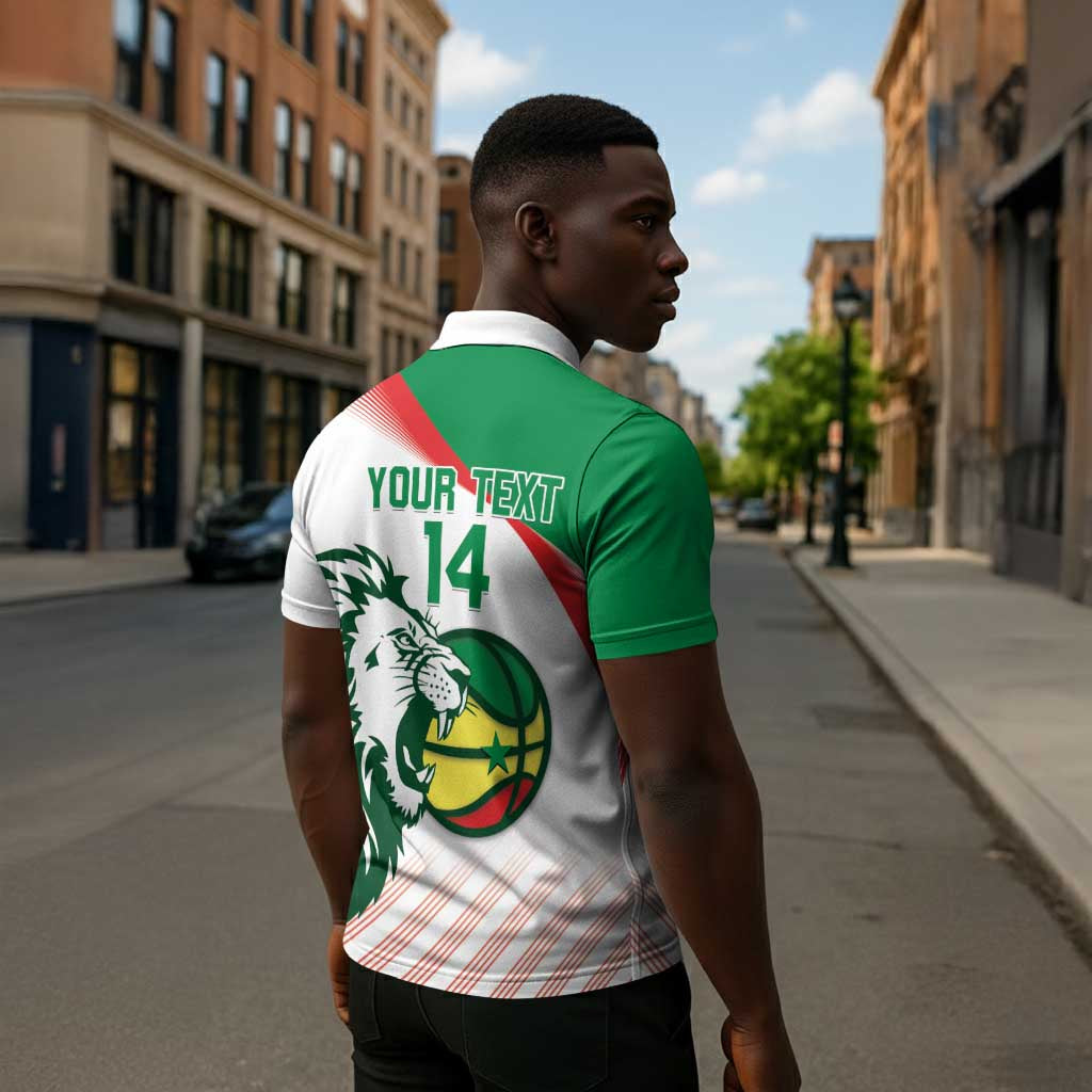 Senegal Basketball Custom Zipper Polo Shirt Come On Lions