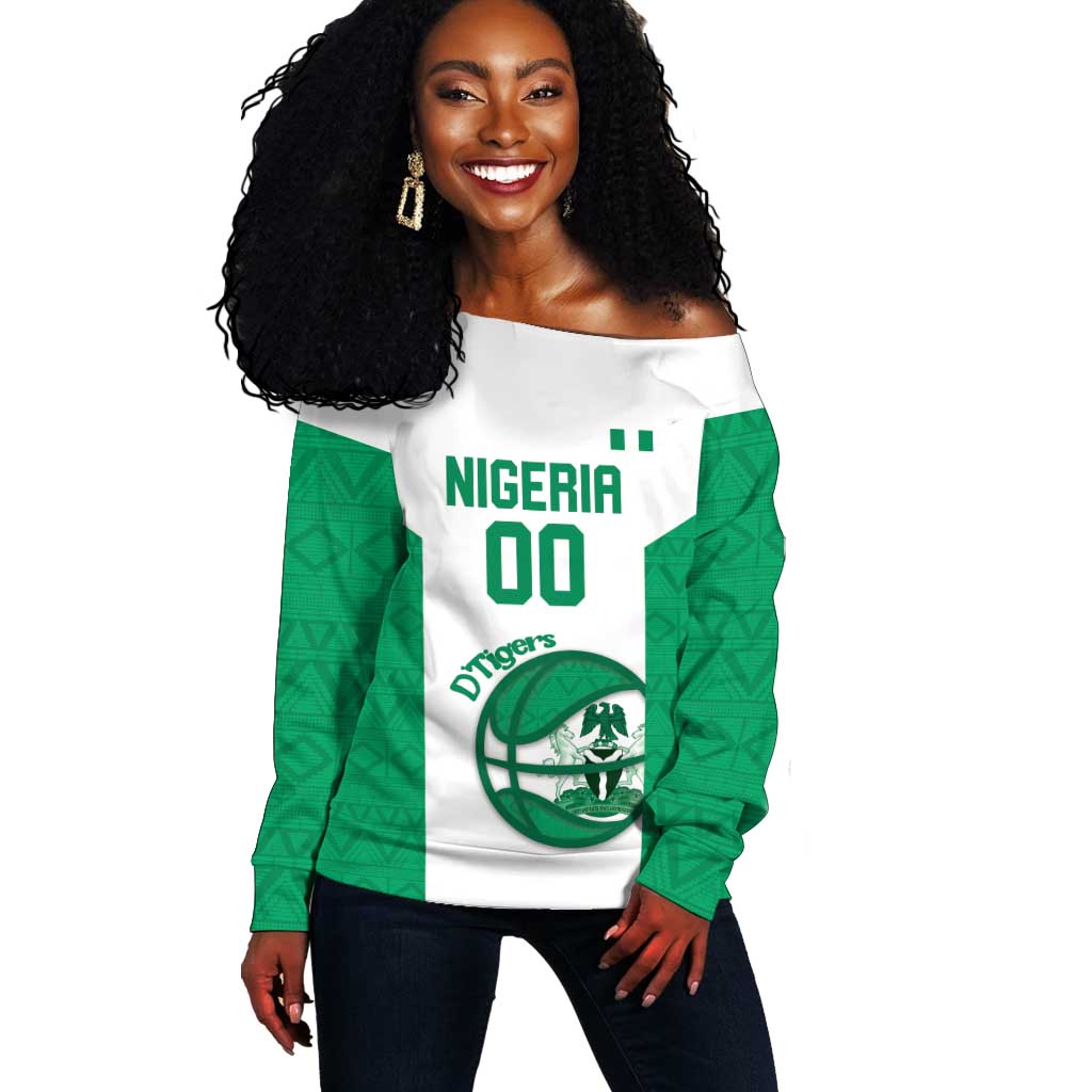 Afro Basketball Custom Nigeria Off Shoulder Sweater Come On Tigers - African Pride