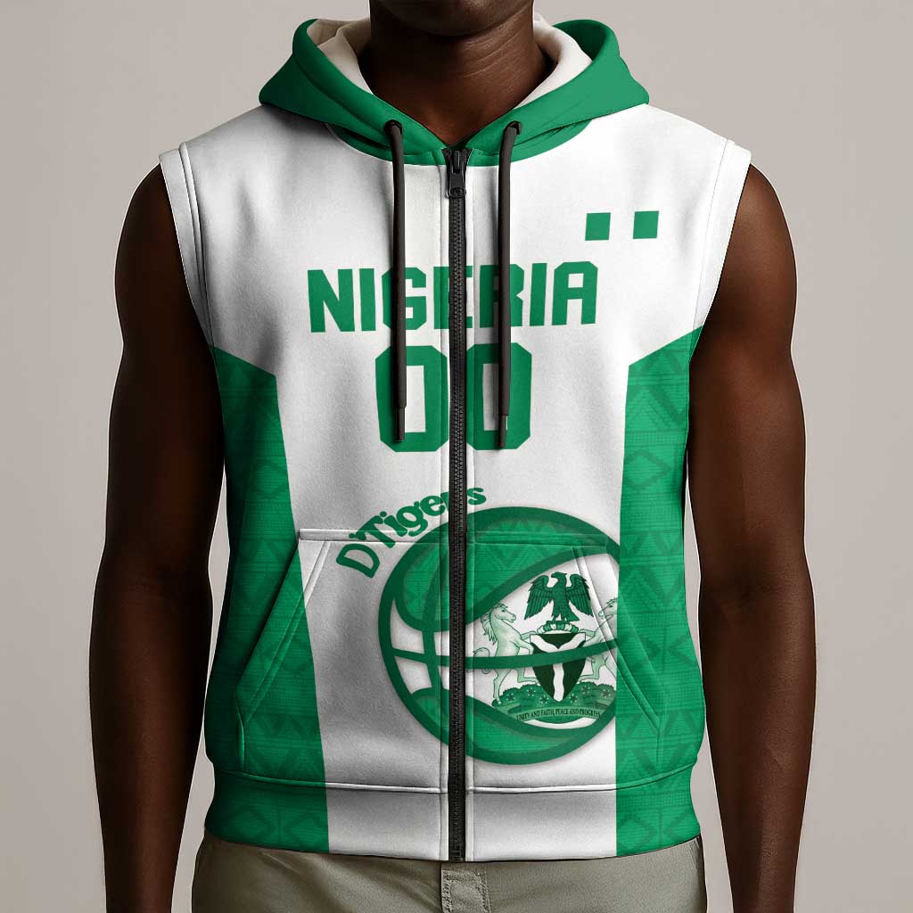 Afro Basketball Custom Nigeria Sleeveless Zip Hoodie Come On Tigers - African Pride