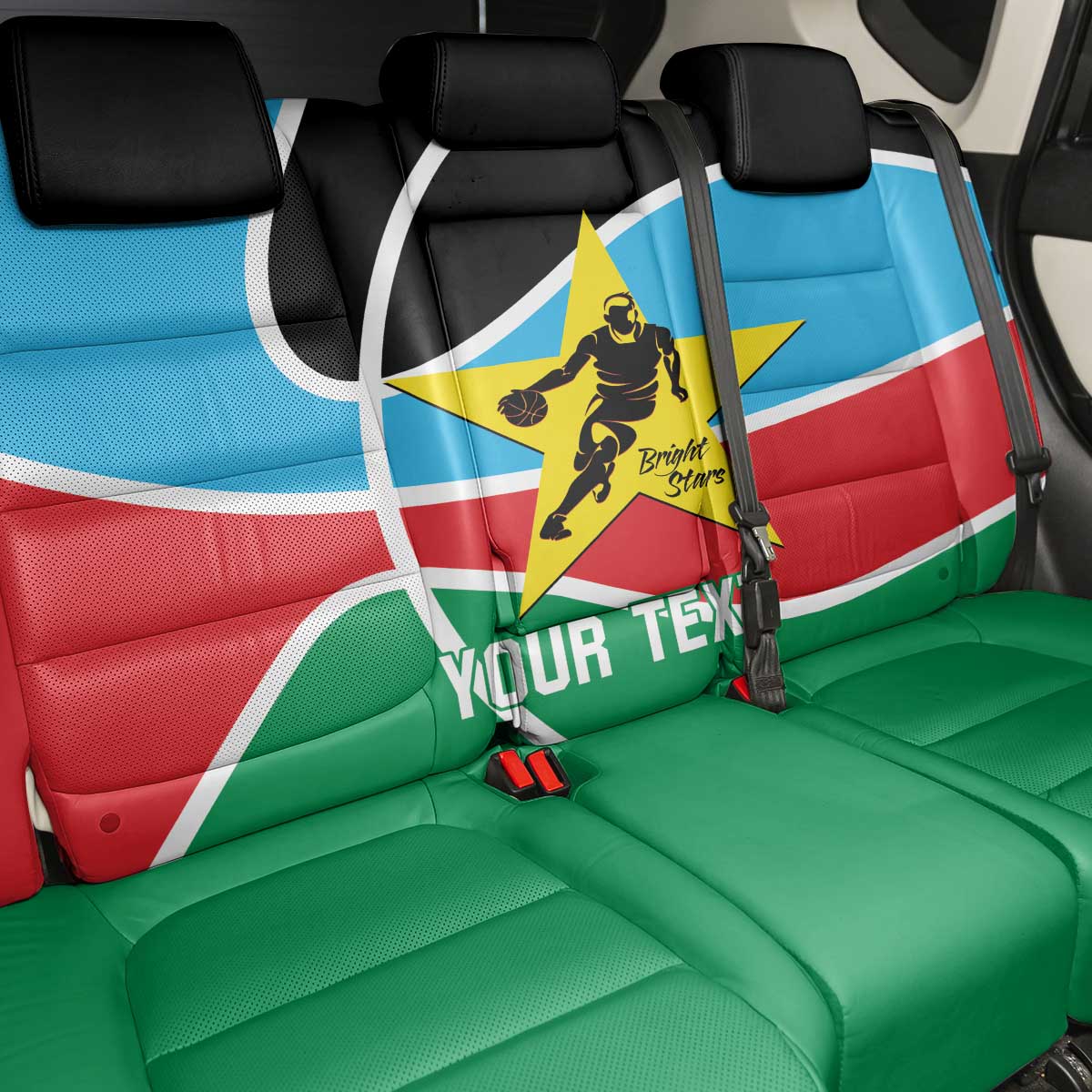 Afro Basketball Custom South Sudan Back Car Seat Cover Come On Bright Stars - African Pride