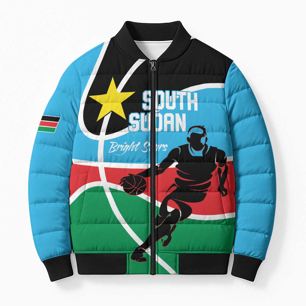 South Sudan Basketball Custom Bomber Puffer Jacket Come On Bright Stars