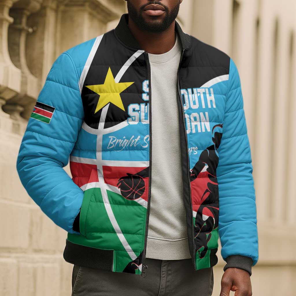 South Sudan Basketball Custom Bomber Puffer Jacket Come On Bright Stars