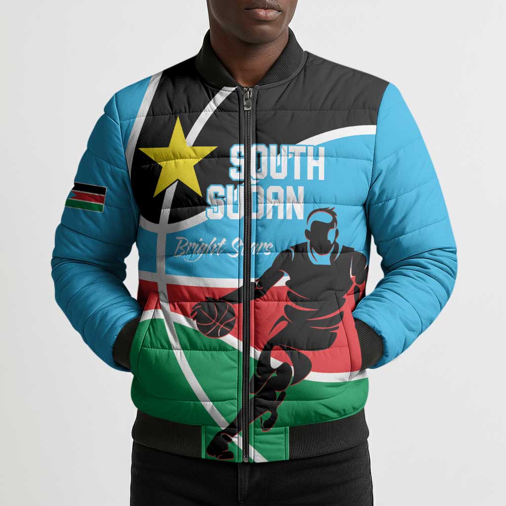South Sudan Basketball Custom Bomber Puffer Jacket Come On Bright Stars