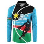 South Sudan Basketball Custom Button Sweatshirt Come On Bright Stars