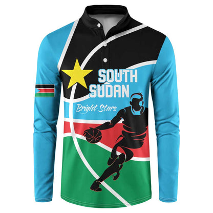 South Sudan Basketball Custom Button Sweatshirt Come On Bright Stars