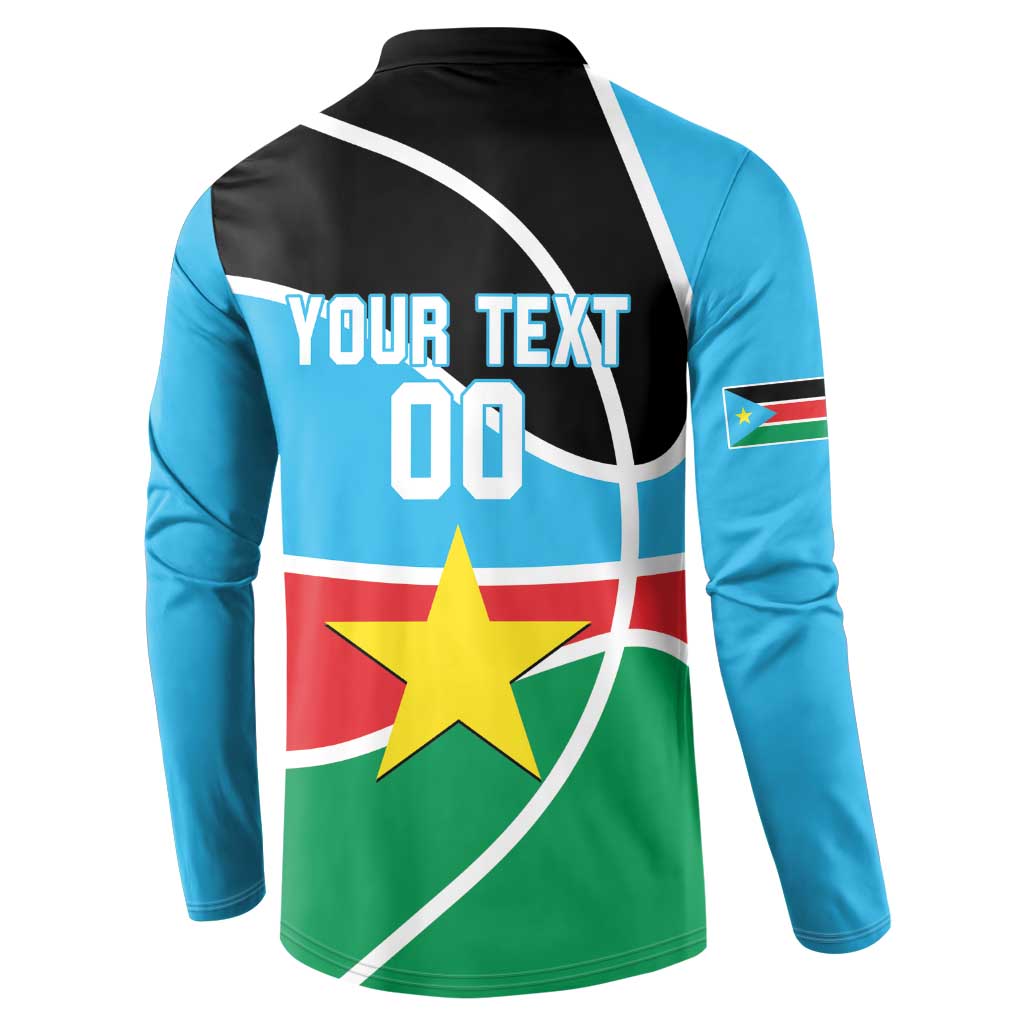 South Sudan Basketball Custom Button Sweatshirt Come On Bright Stars