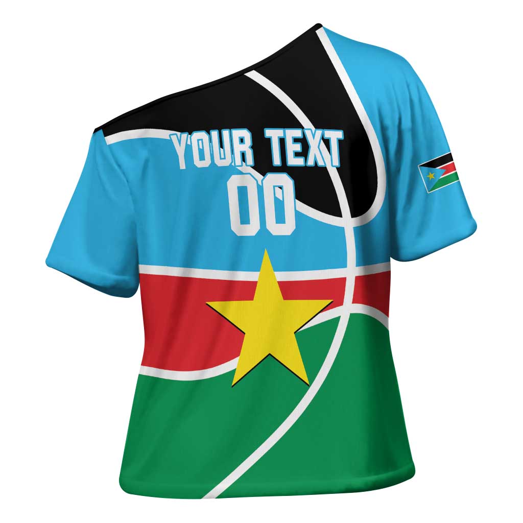 South Sudan Basketball Custom Cross Shoulder Shirt Come On Bright Stars