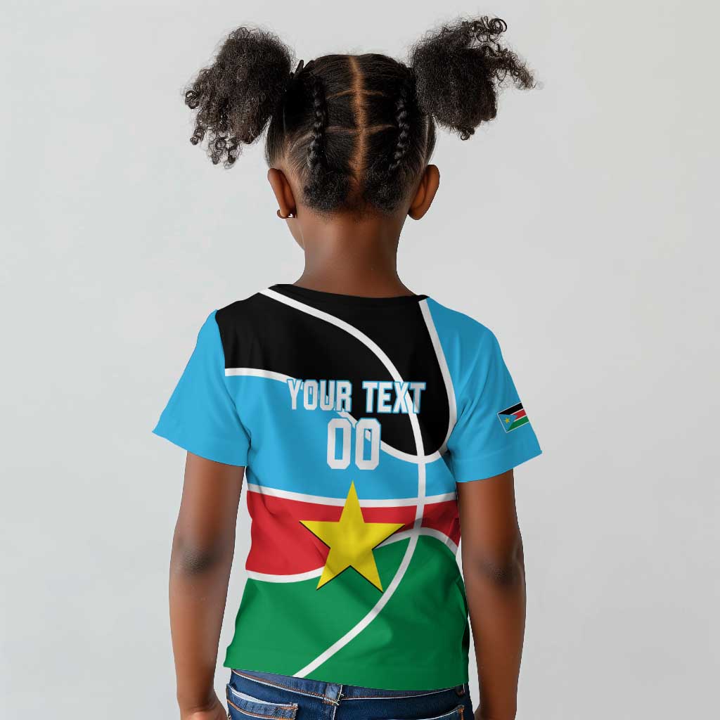 Afro Basketball Custom South Sudan Kid T shirt Come On Bright Stars - African Pride
