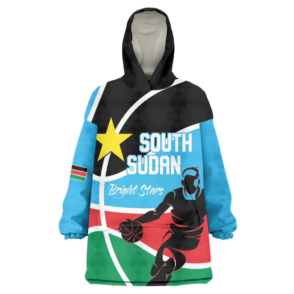 Afro Basketball Custom South Sudan Kid Wearable Blanket Hoodie Come On Bright Stars - African Pride