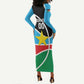 Afro Basketball Custom South Sudan Long Sleeve Bodycon Dress Come On Bright Stars - African Pride