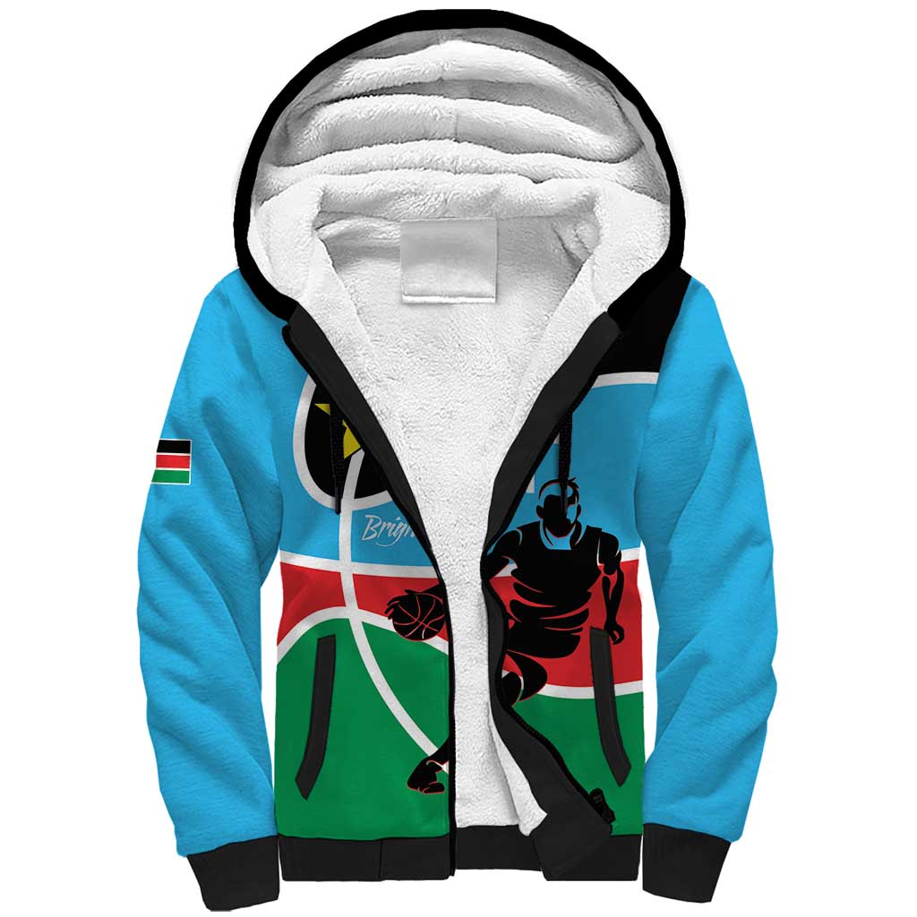 Afro Basketball Custom South Sudan Sherpa Hoodie Come On Bright Stars - African Pride