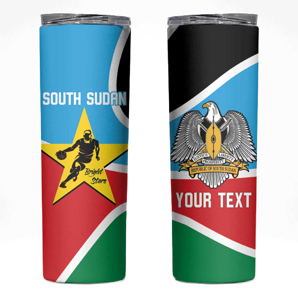 Afro Basketball Custom South Sudan Skinny Tumbler Come On Bright Stars - African Pride