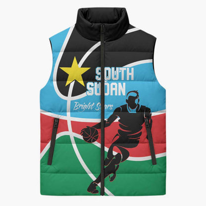 South Sudan Basketball Custom Sleeveless Puffer Jacket Come On Bright Stars