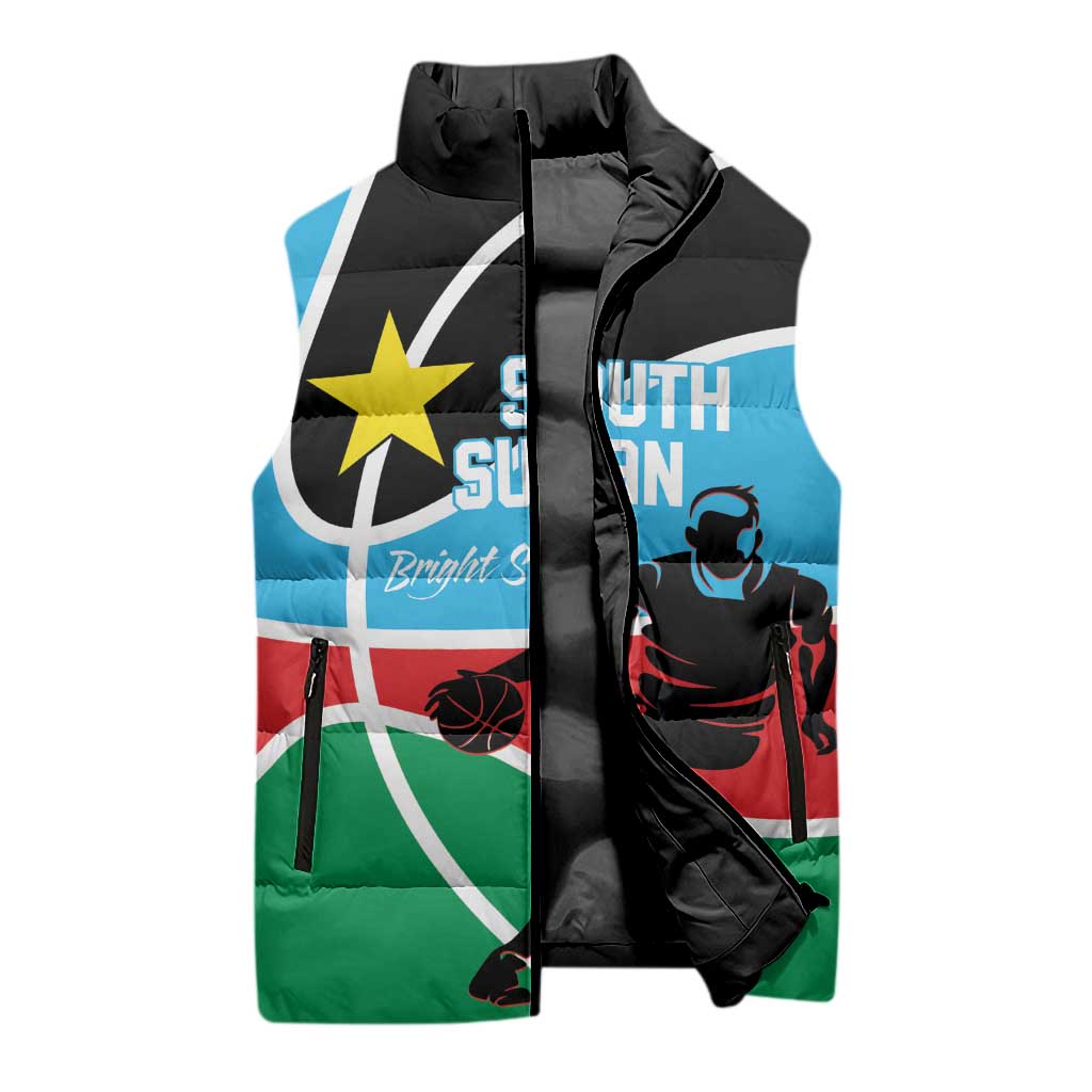 South Sudan Basketball Custom Sleeveless Puffer Jacket Come On Bright Stars