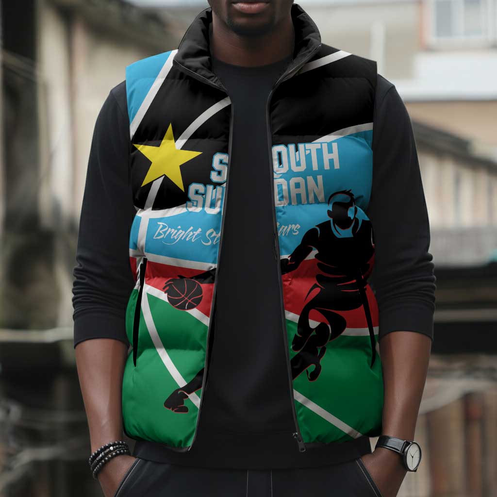 South Sudan Basketball Custom Sleeveless Puffer Jacket Come On Bright Stars