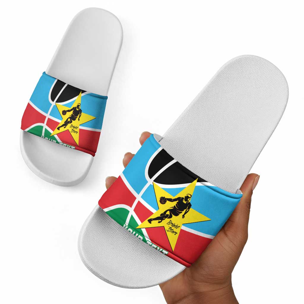 South Sudan Basketball Custom Slide Sandals Come On Bright Stars