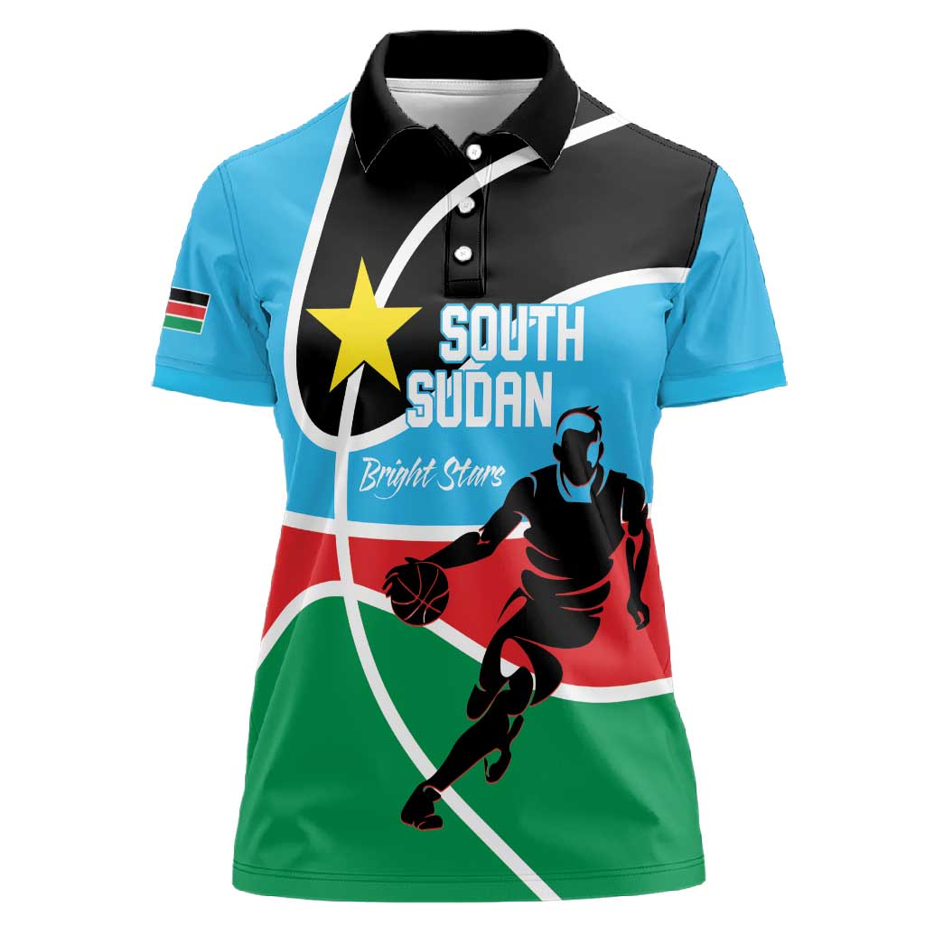 Afro Basketball Custom South Sudan Women Polo Shirt Come On Bright Stars - African Pride