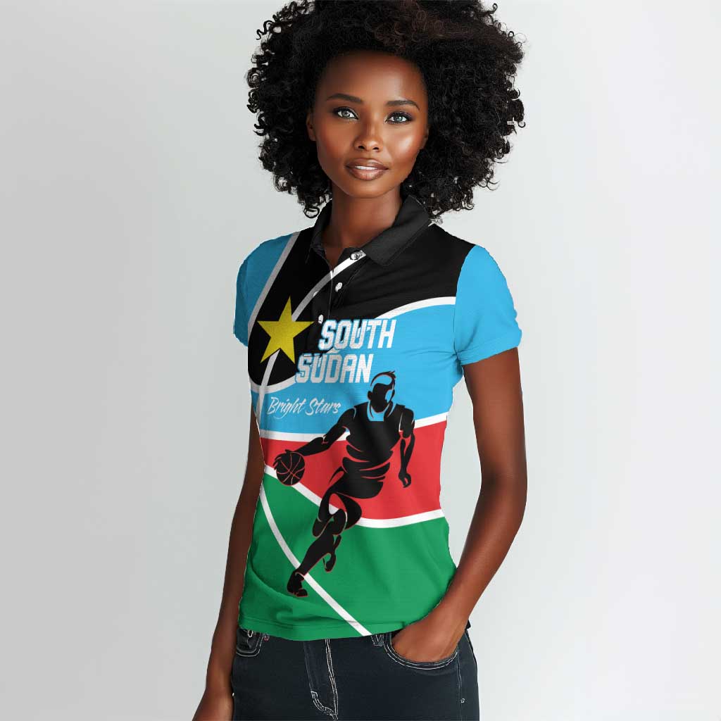 Afro Basketball Custom South Sudan Women Polo Shirt Come On Bright Stars - African Pride