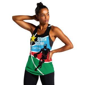 Afro Basketball Custom South Sudan Women Racerback Tank Come On Bright Stars - African Pride