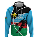 Afro Basketball Custom South Sudan Zip Hoodie Come On Bright Stars - African Pride