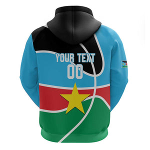 Afro Basketball Custom South Sudan Zip Hoodie Come On Bright Stars - African Pride