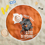 Afro Basketball Custom Ivory Coast Beach Blanket Allez Les Elephants - African Pride