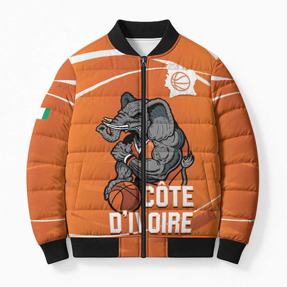 Ivory Coast Basketball Custom Bomber Puffer Jacket Allez Les Elephants