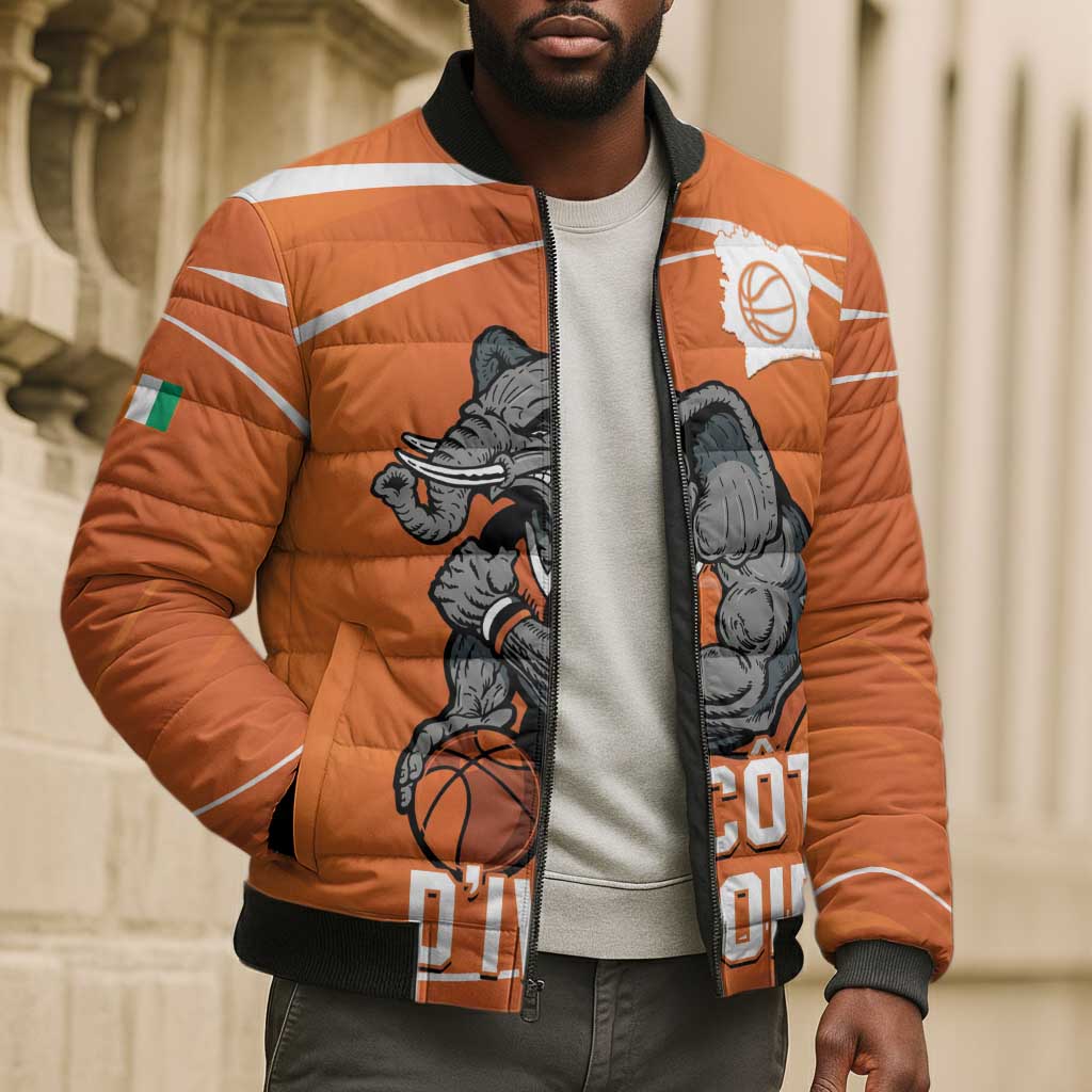 Ivory Coast Basketball Custom Bomber Puffer Jacket Allez Les Elephants